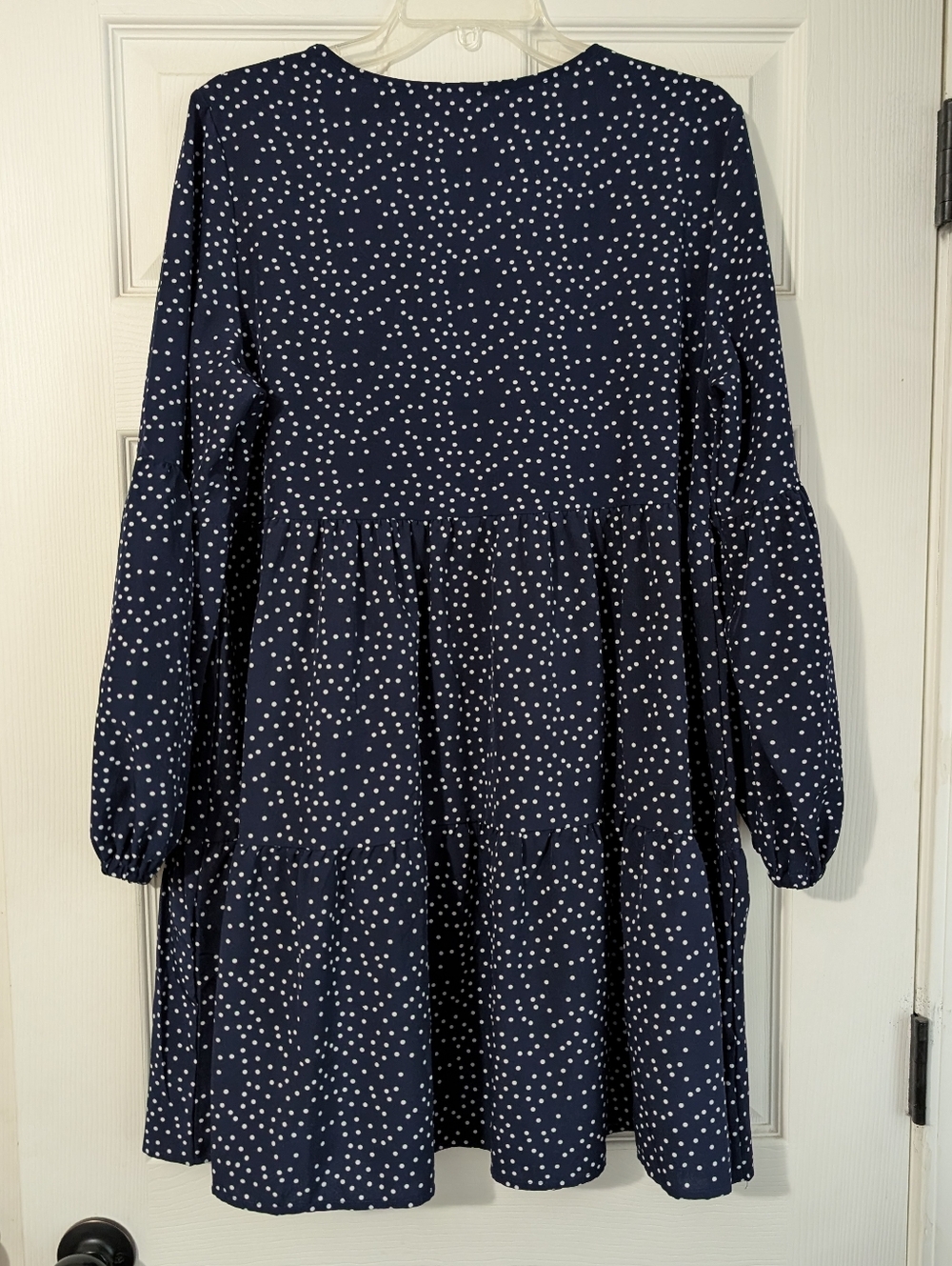 Polka Dot V-Neck Tiered Mini Dress Size L - Picture 5 of 7